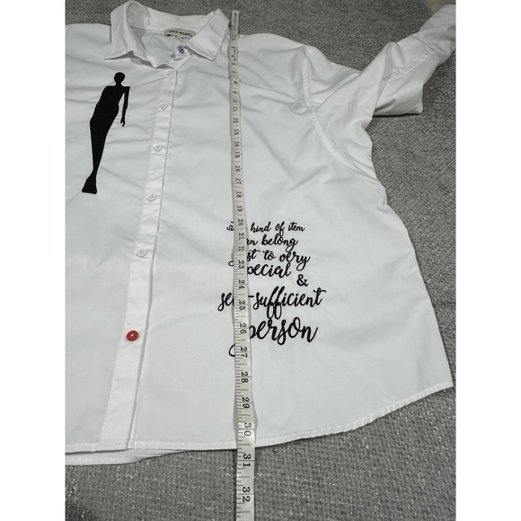 Julia Allert Shirt Womens Large White Oversized Long Sleeve Shirt Embroidery - Picture 7 of 12